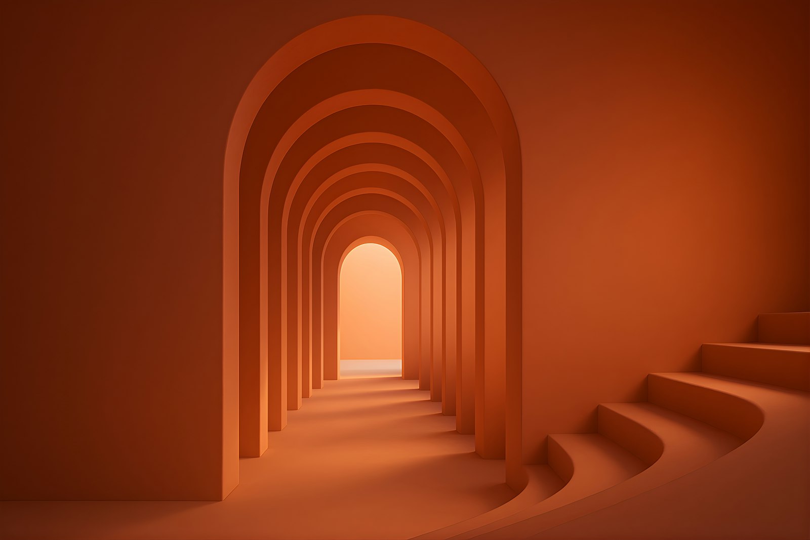 Enfilade d’arches terracotta